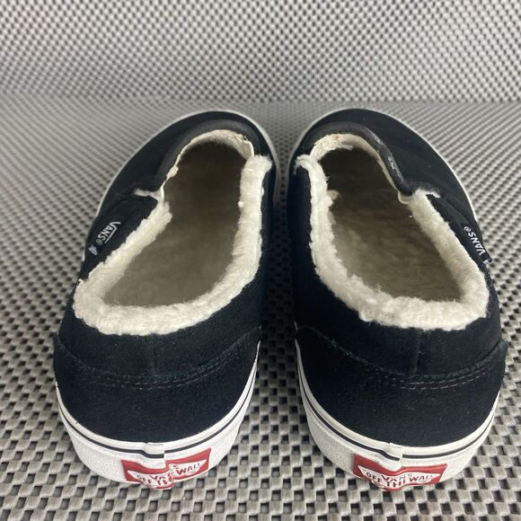 Vans Asher Slip On Shoes Womens Size 7 Black Suede Sherpa Lined Casual - Picture 9 of 14